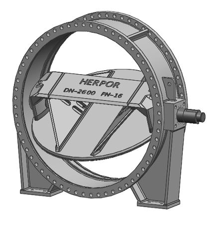 Butterfly valve DN-2600 PN-10, machine welded.